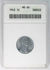 1943 Old ANACS MS 66 United States / American Lincoln Steel Wheat Cent!