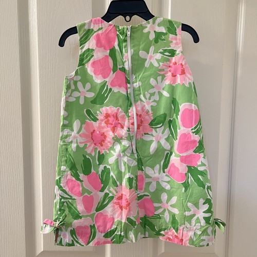 Lilly Pulitzer Classic Shift Dress Everything Nice Pink Green Floral Girls SZ 4 - Picture 9 of 12