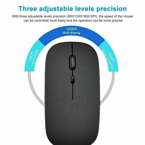 Optical Wireless Bluetooth 5.1 Slim Rechargeable Mouse for Laptop, Mac,iPad - Picture 4 of 7
