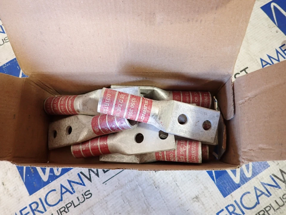 New Burndy YA312TC38 Two Hole Compression Lug Kit Red Die 18/324 Qty 10 In Box - Image 3 of 3