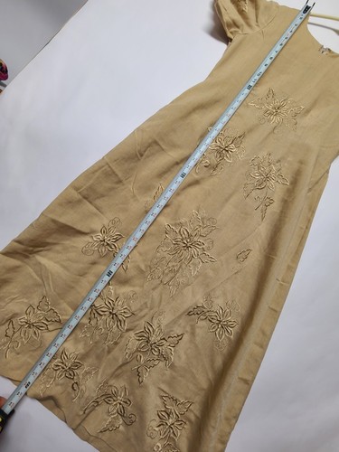 Vintage Retro? Maxi 60er Jahre Damen Größe Small beige bestickt Baumwollmischung - Bild 19 von 20