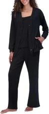 Live2Lounge Women's 3-Piece Pajamas Lounge Set, Black, size: XL