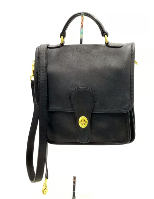 Coach Vintage Black Leather Crossbody With Turnlock Closure