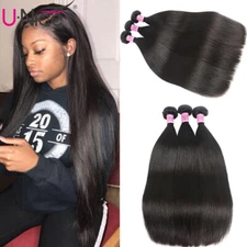UNice Hair Peruvian Straight Virgin Human Hair Extensions 1-3 bundles Hair Wefts