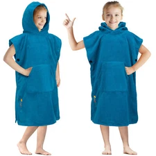 Kids Swim Poncho Hooded Towel Changing Robe for Swim Bath Towel 3-8 Boys Girls