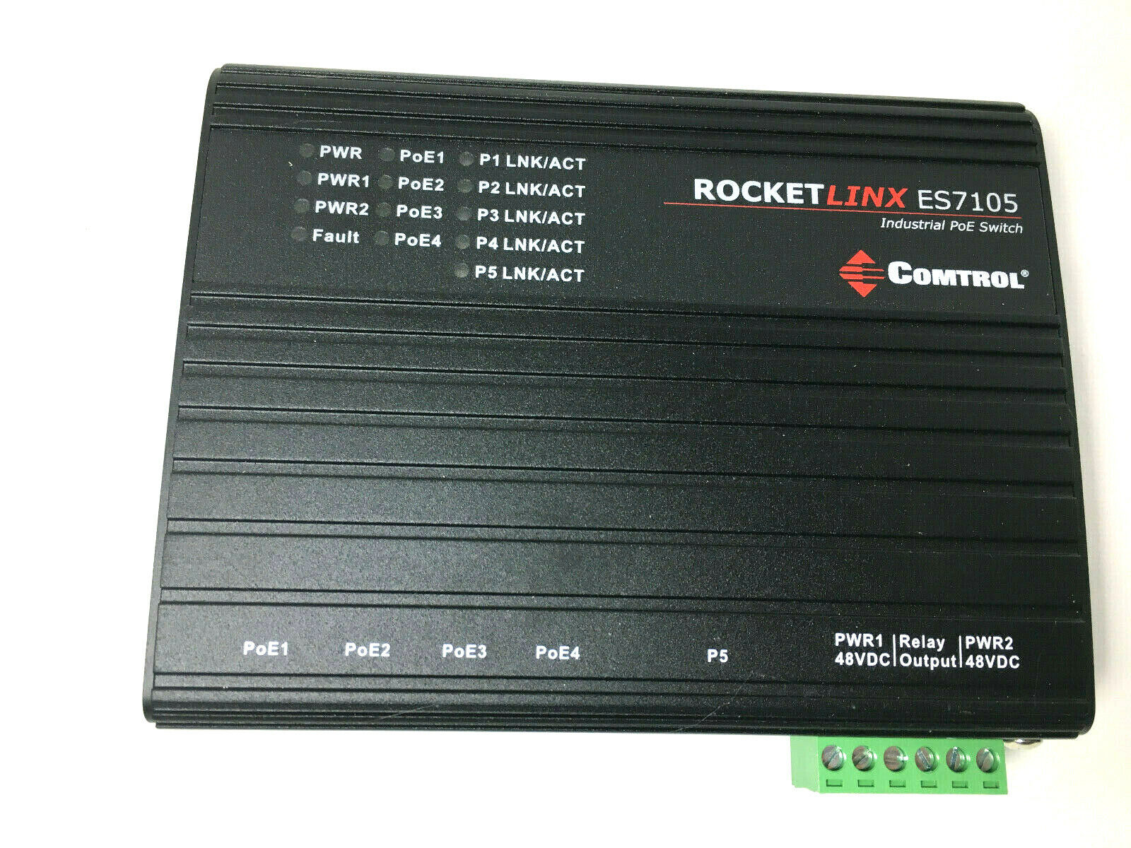 Comtrol Rocketlinx ES7105 Industrial PoE Switch DIN Rail Mountable