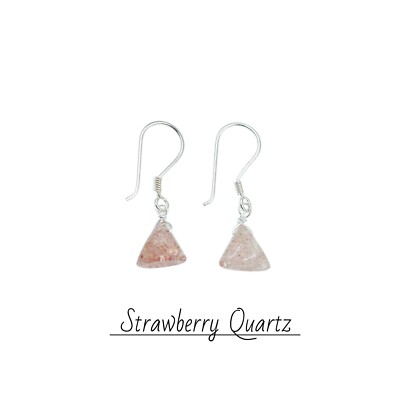 Pink Erdbeere Quarz Minimalist Ohrringe für Damen Schöne Dreieck Schmuck