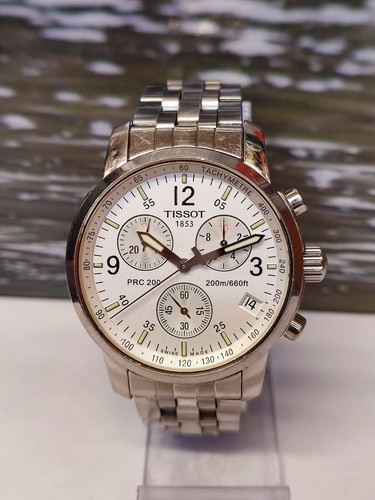 TISSOT PRC 200 CHONOGRAPH QUARTZ WHITE DIAL T461 SWISS MEN'S FULL WORKING VTG. - Picture 7 of 24