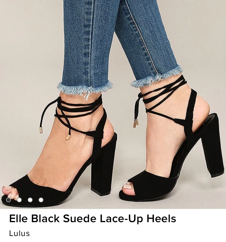 Black suede lace sales up heels