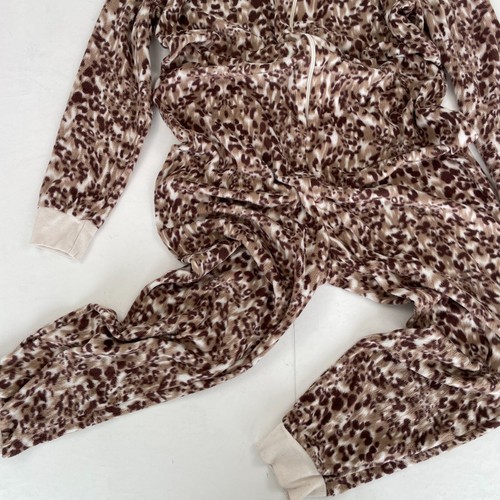 TU Pyjama mittlerer Overall Vliesbraun Leopardendruck - Bild 3 von 12