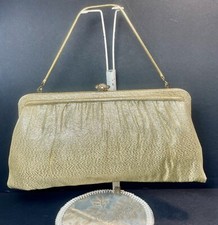 Harry Lavine HL USA Gold Lame Frame Clutch Evening Bag Purse Rhinestone Closure