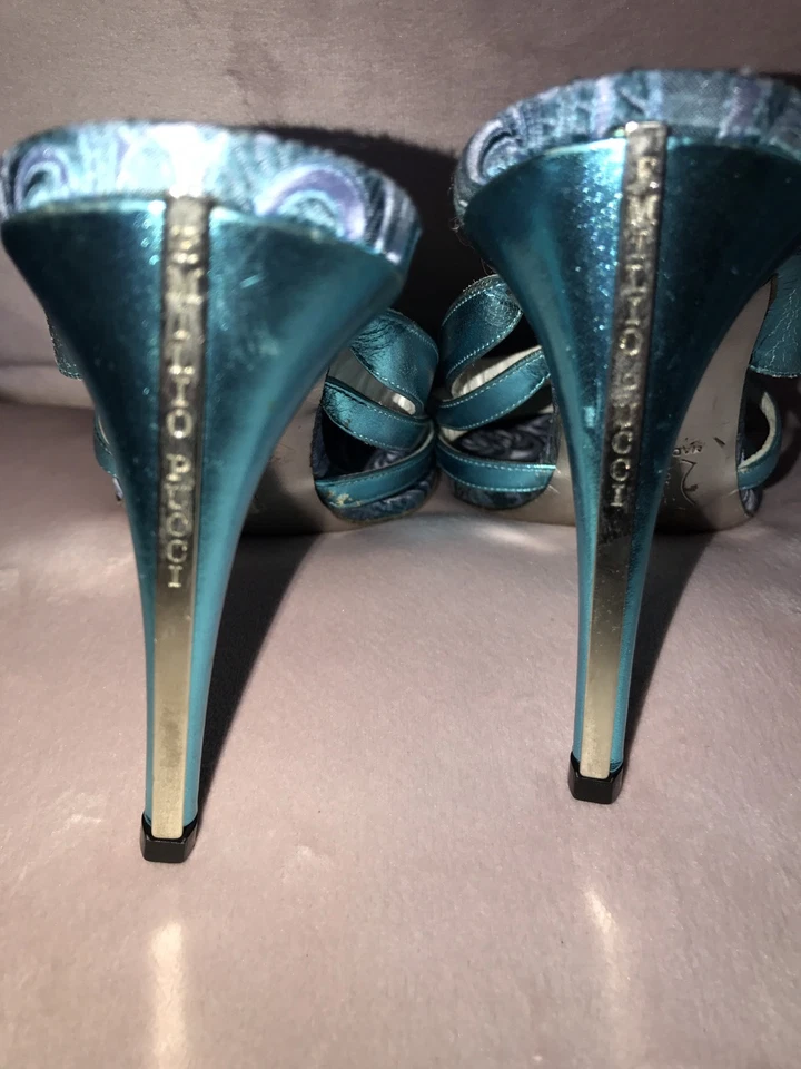 Sandalias De Colección Raras Auténticas Emilio Pucci High Hill Talla Euro37'5 EE. UU. 7 Foto 4 de 4