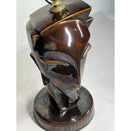 Pair 1980's Lindsey B Blackweill Ceramic Head Lamps 15" Tall - Picture 13 of 23