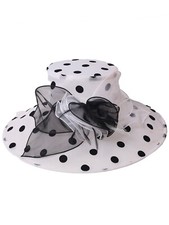 White Kentucky Dots Fascinator Hat For Women Lady Tea Party Wedding Derby Hats
