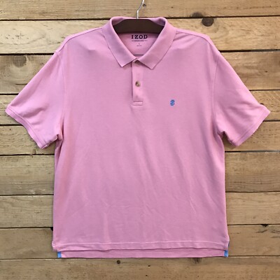 Izod Advantage Performance Stretch Mens Size Large Short Sleeve Pink Polo Shirt