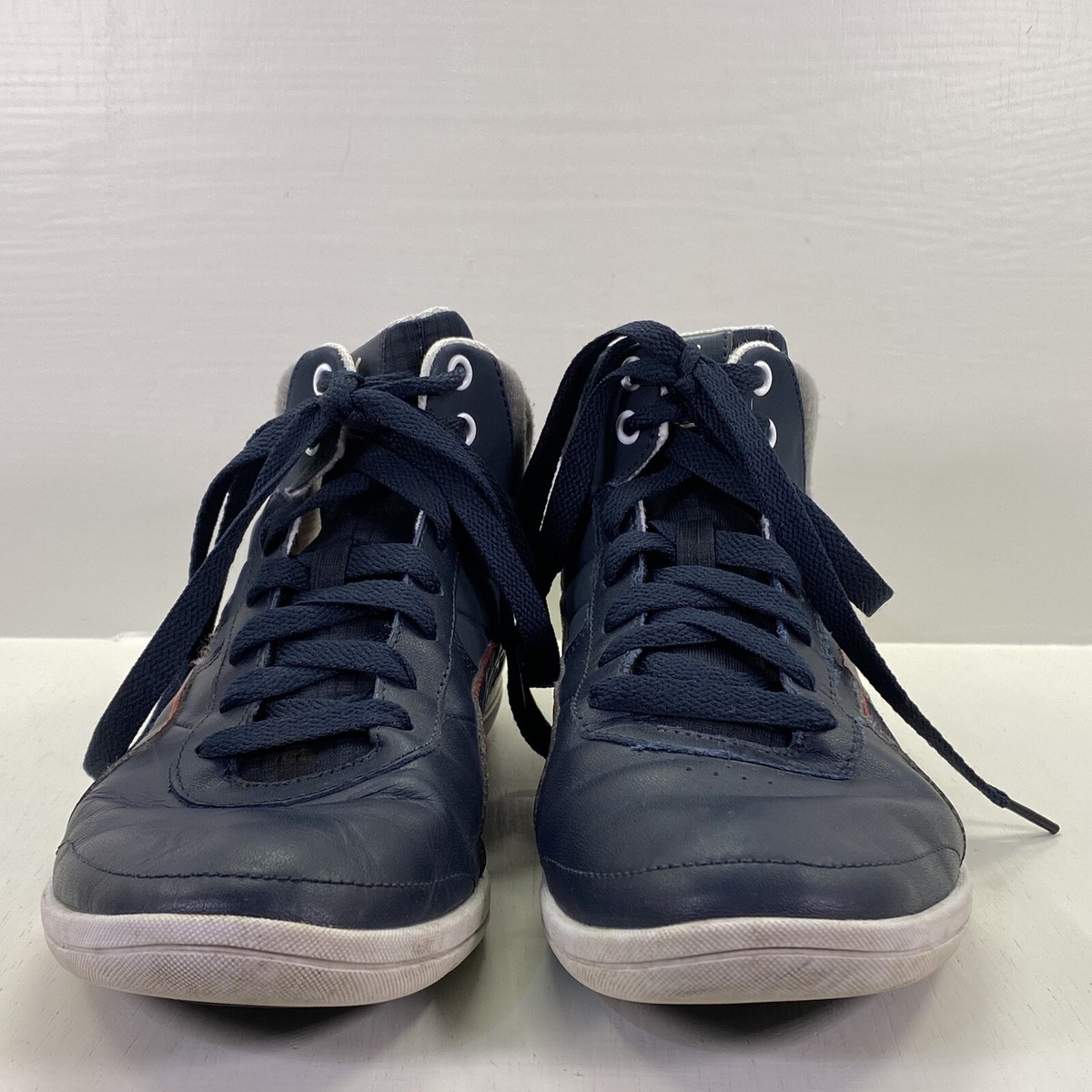 Puma BMW Motorsports Mid Sneaker Shoes Navy Blue Leather Red 