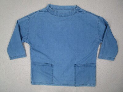YMC You Must Create Shirt Women Small Blue Mock Neck 3/4 Sleeve Pullover