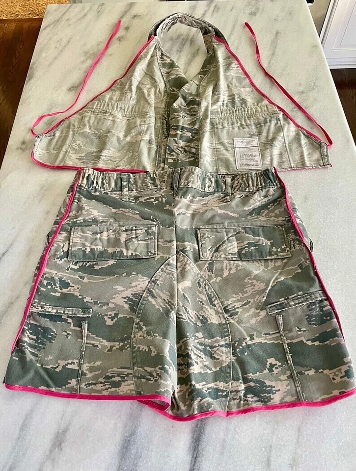 Disfraz de camuflaje de la Fuerza Aérea Halter Top Pantalones cortos hechos a mano novedad necesita costuras Foto 4 de 4