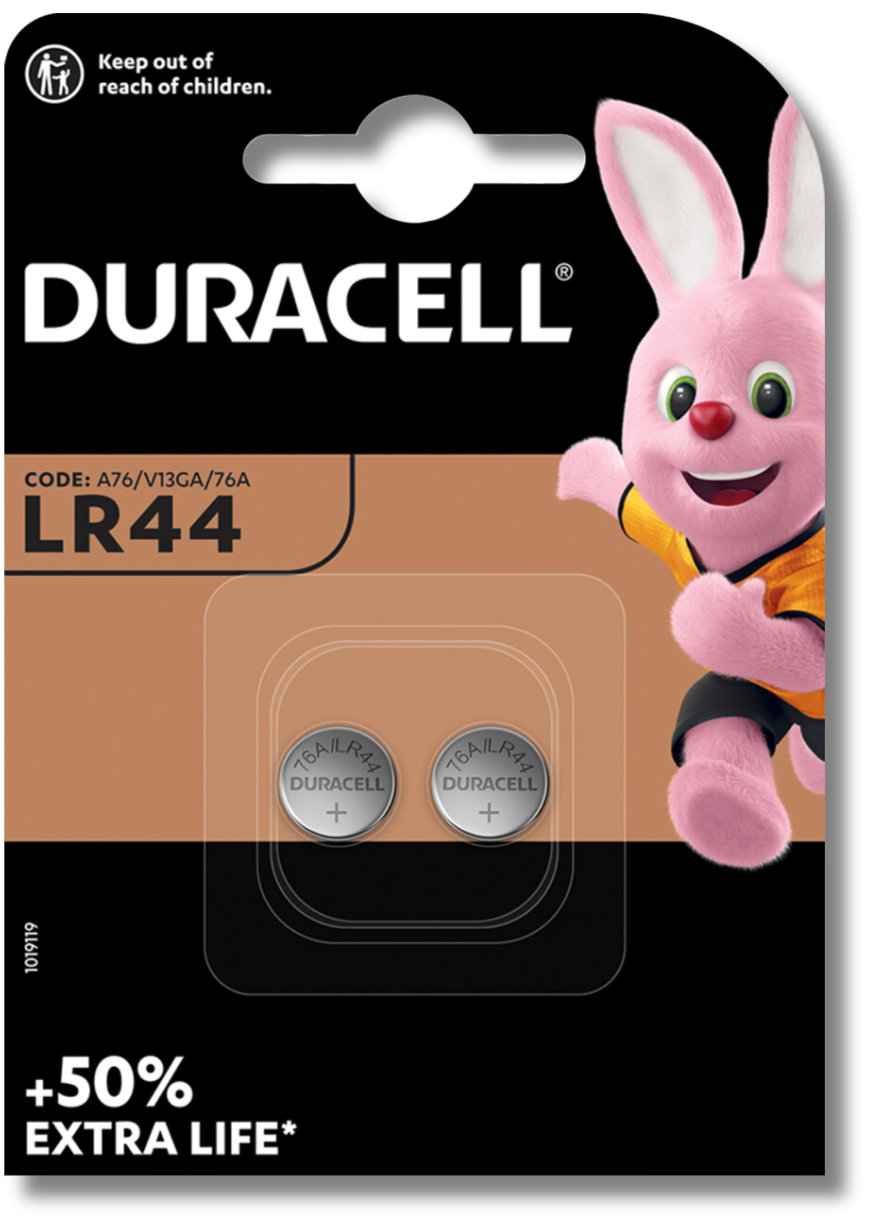 2x DURACELL LR44 Batteries 1.5V Alkaline Coin Cell Button AG13 *EXPIRY 10/2029*