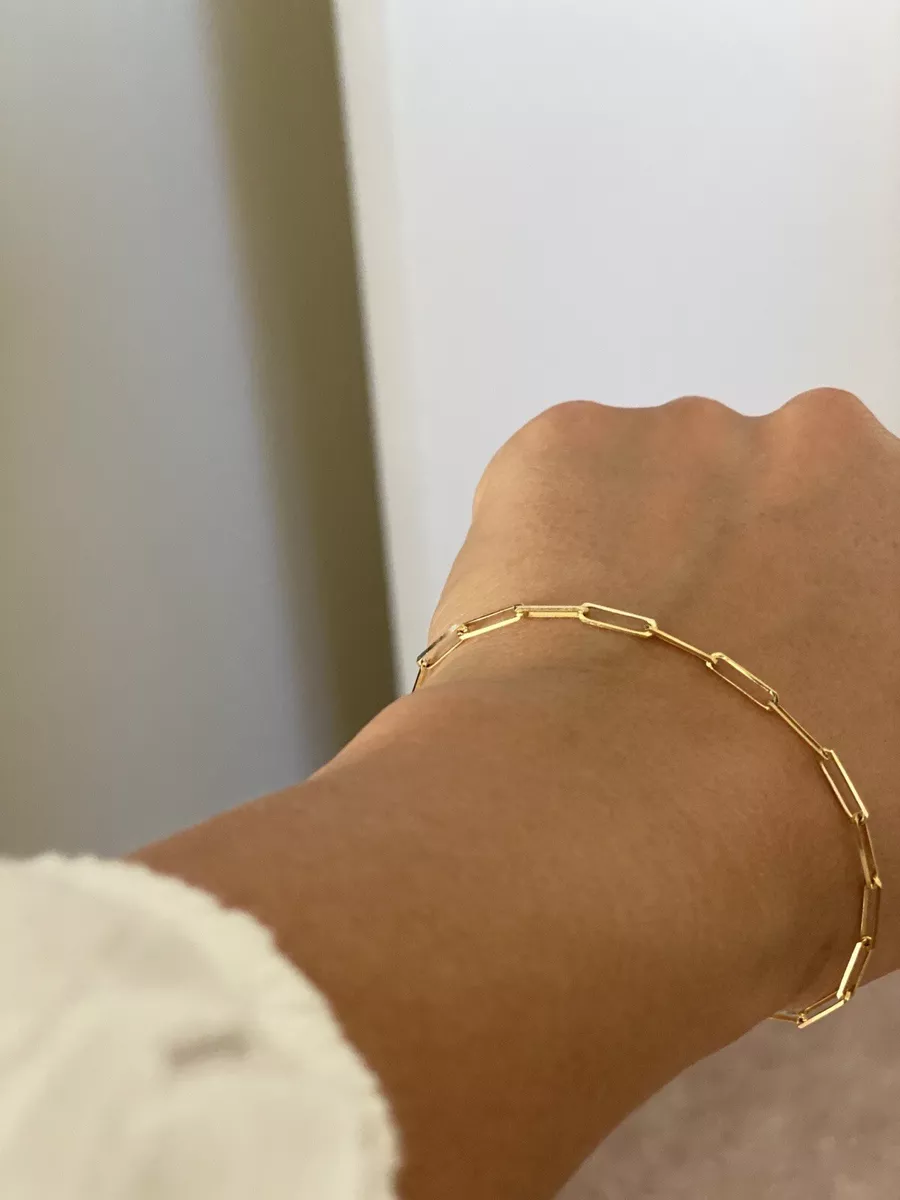 Paperclip Bracelet in 14kt Solid Gold