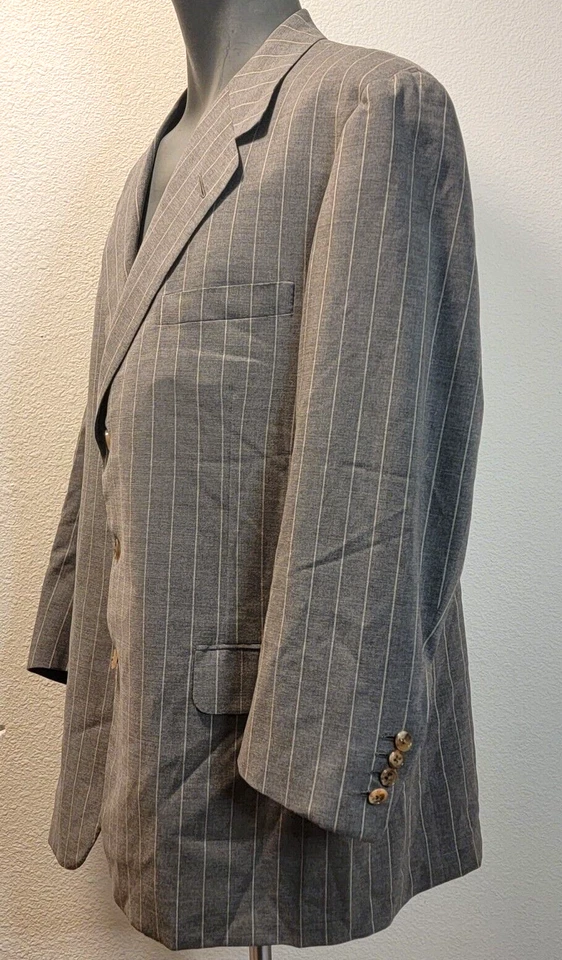 Chaqueta Blazer Oxford Clothes Para Hombre Talla 46 Tres Botones Gris Rayas Foto 2 de 4