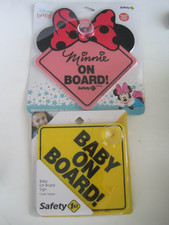 Baby On Board Safety 1st Disney Minie Mouse And Yellow One Lot 2 New