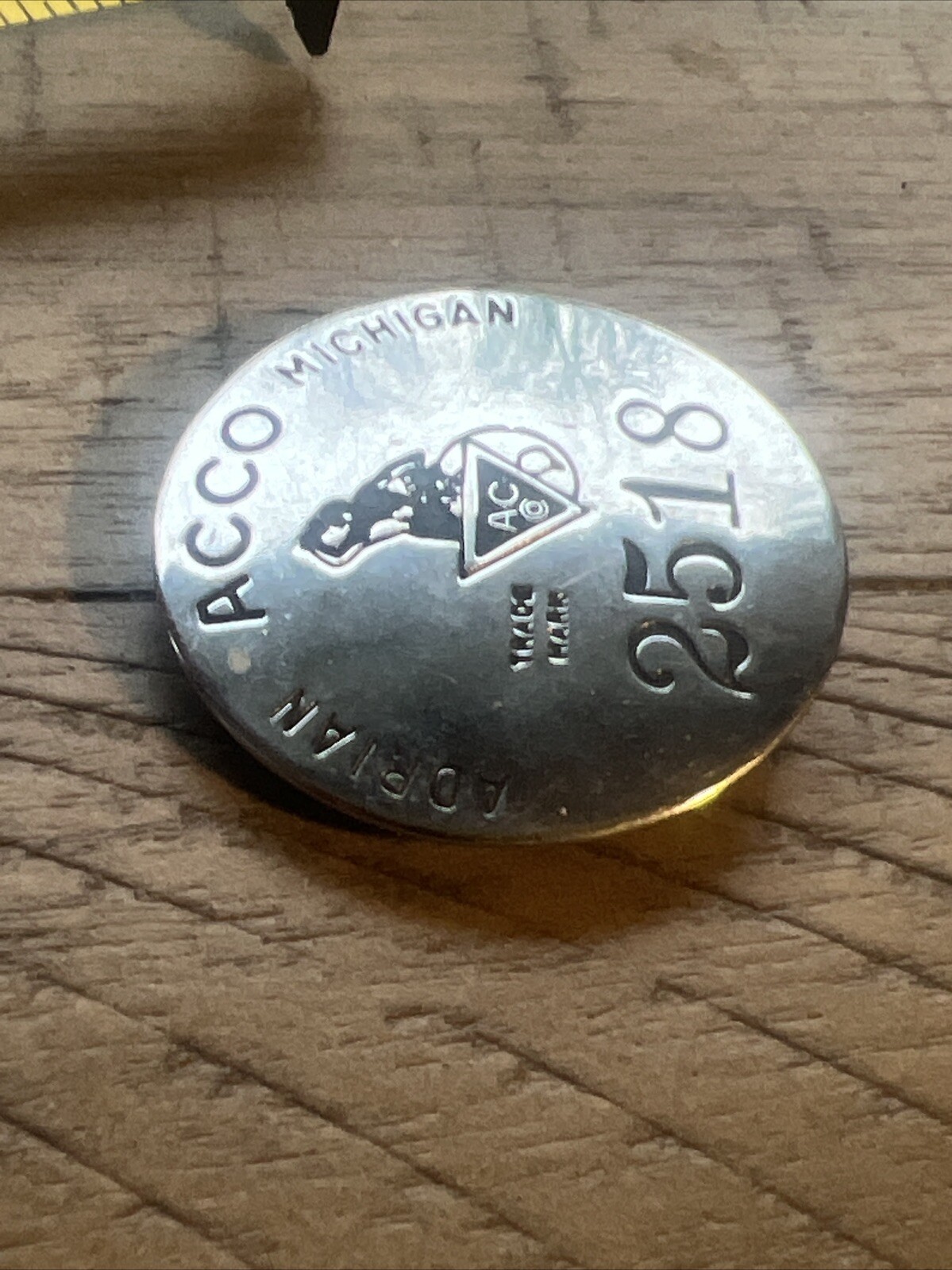 ACCO Adrian Michigan Employee Badge Pin Broach AC Badge 2518 | eBay
