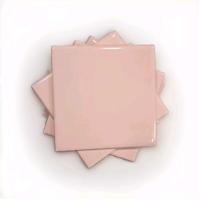 6 Pieces Vintage KY Pink Ceramic Tile 4 3/8