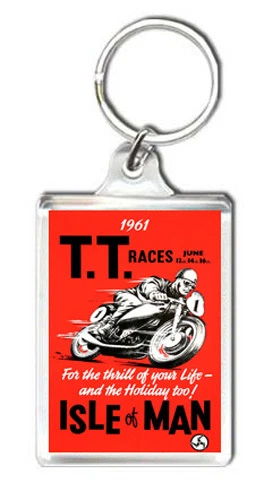 1961 ISLE OF MAN TT MOTORBIKE RACING VINTAGE KEYRING