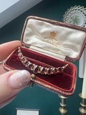 Stunning Antique Victorian 9ct Gold & Garnet Brooch Circa 1890s