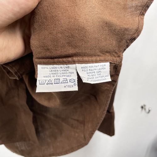Polo Ralph Lauren Linen Shirt Mens XL Brown Long Sleeve Summer Holiday Vintage - Picture 5 of 9