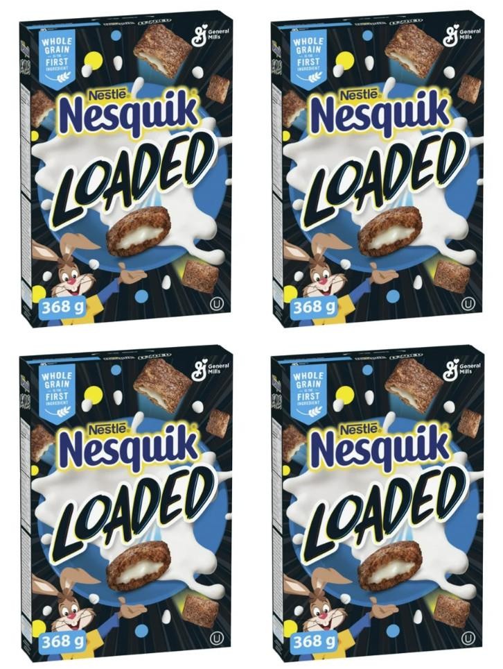 Cereal de desayuno Nesquik cargado, granos integrales, 368 g (paquete de 4)