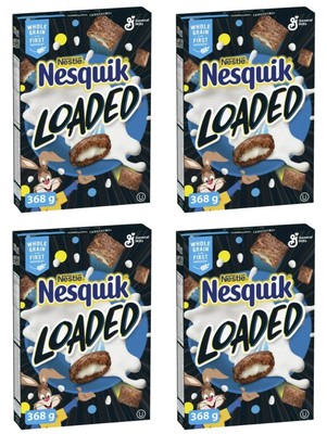 Nesquik Loaded Breakfast Cereal, Whole Grains, 368g (4 Pack)
