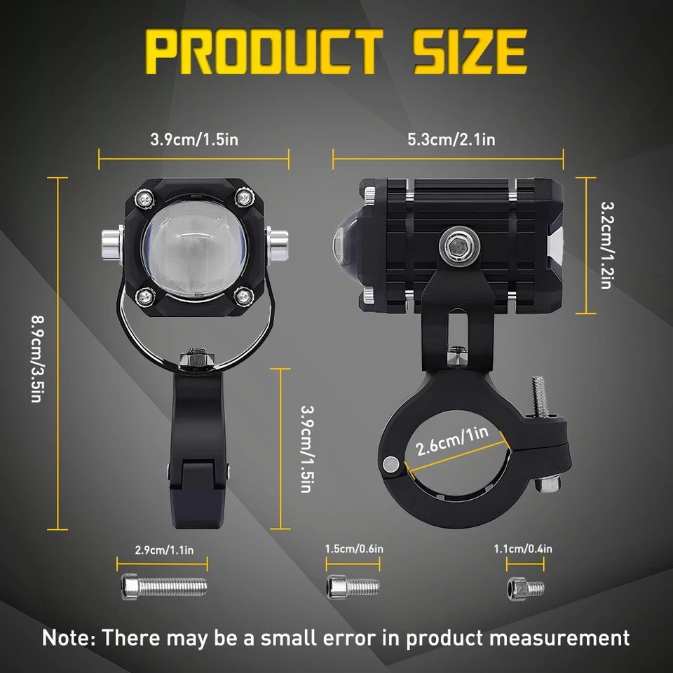 LED Motorcycle Spot Light Headlight Driving Fog Auxiliary Lamp YellowWhite Red A Foto 2 de 4