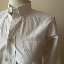 Brooks Brothers Fleece White Cotton Dress Shirt Boys 16 Long Sleeve Non-Iron