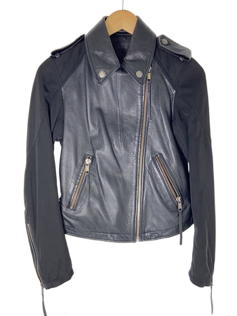 Diesel Double Riders Jacket/Xs/Sheep Leather/Blk/Nylon Switching 3479