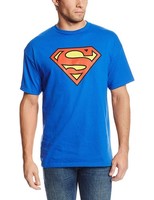 Herren T-Shirt Superman Classic Logo Blau X-Groß Dc Comics Baumwolle