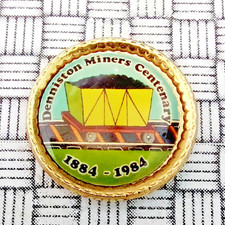 Vintage Denniston Miners Centenary 1884 - 1984 Metal Laminate Pin Badge 18mm