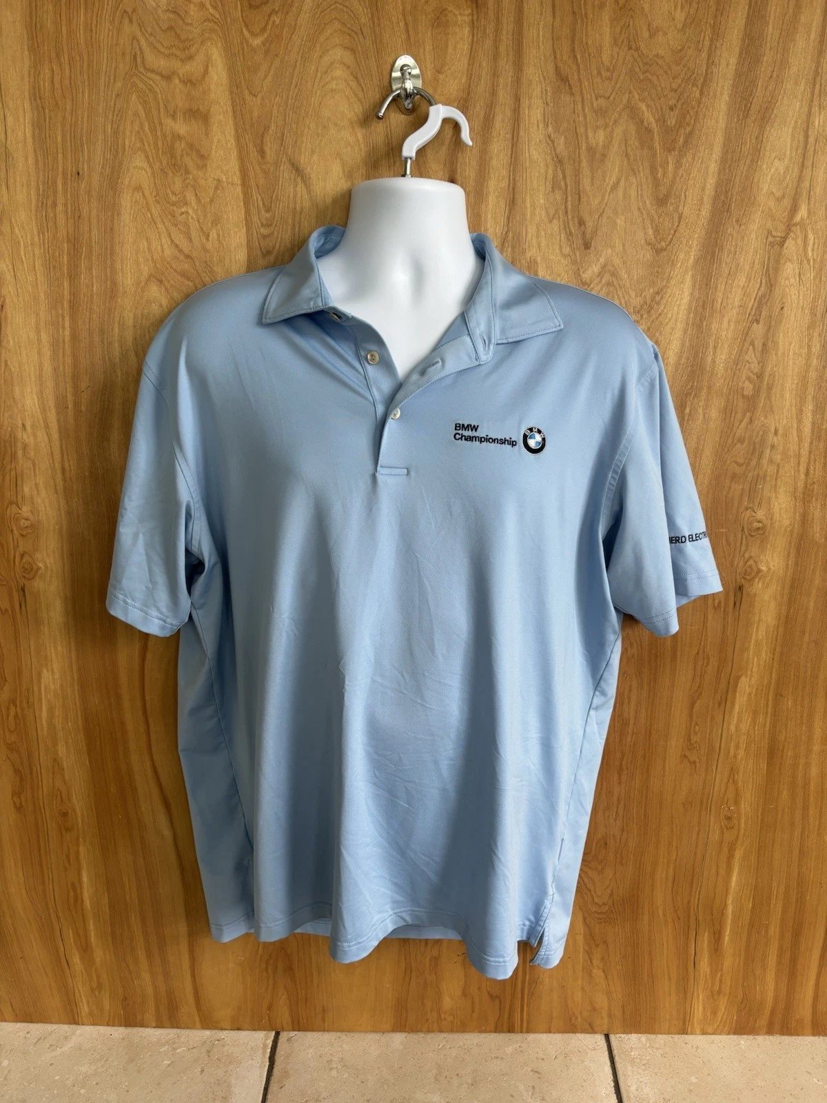Peter Millar Summer Comfort Polo Shirt Men's blue BMW Championship Logo Size L