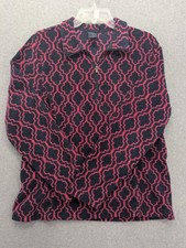 Lands' End Jacket Girls L 14-16 Blue Fleece Pullover 1/4 Zip ThermaCheck Print