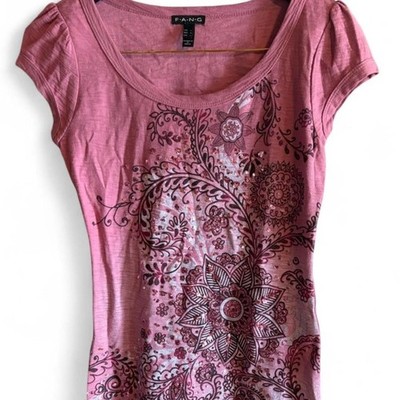 Fang Women's Pink and Black T-shirt