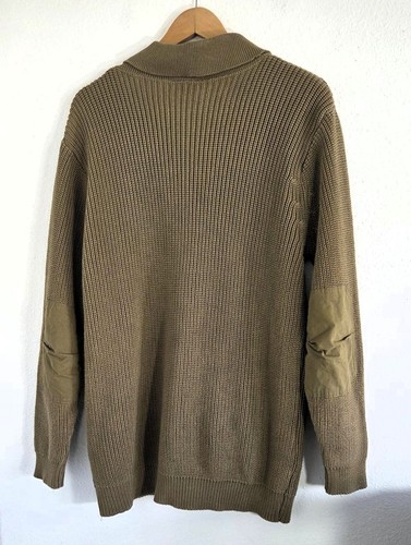 Rothco Military Mechanic Sweater Men's XL Olive Green Knit Elbow Patch Pullover - Picture 2 of 7