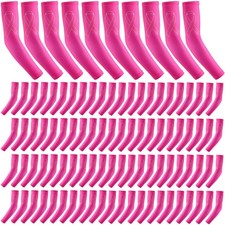 50 Pairs Breast Cancer Awareness Sleeves Pink Ribbon Arm Sleeves Compression ...