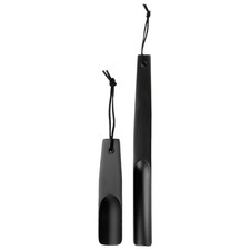 2pcs Wooden Shoe Horn 9.1" 15.4" Straight Handle Shoe Helper Wood Shoehorn Black