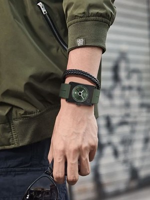 TOMI Men's Simple Square Shape Quartz Watch Date Rubber Strap
