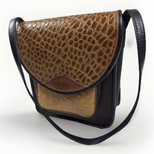 Vintage Exotic Shoulder Bag Crocodile Ostrich Bison Leather Purse