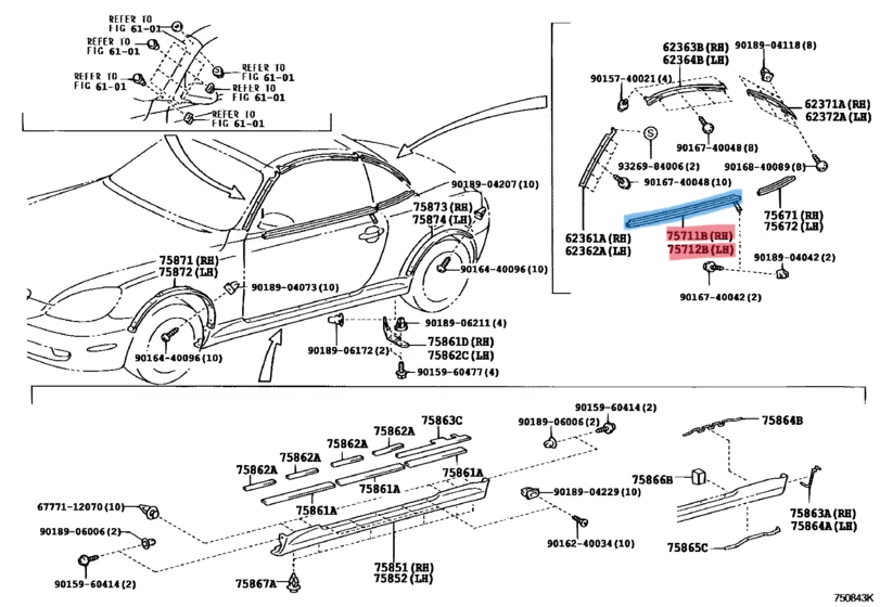 TOYOTA Genuine LEXUS Soarer SC430 Door Weather Strip Belt Molding RH&LH Set OEM - Imagem 2 de 2