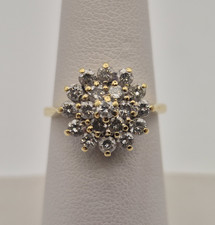 18ct YG Diamond Cluster Ring 19 Diamonds 1.00ct Ring with AGI Valuation - Size L