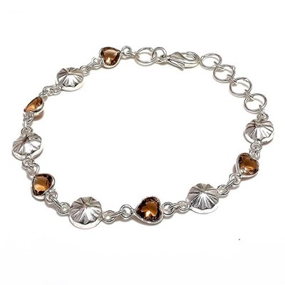Smoky Quartz Gemstone Handmade 925 Sterling Silver Jewelry Bracelet Size 7-8''