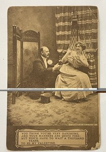 Vintage Roth And Langley #71 Sepia Toned Paper Valentine Postcard, Humorous